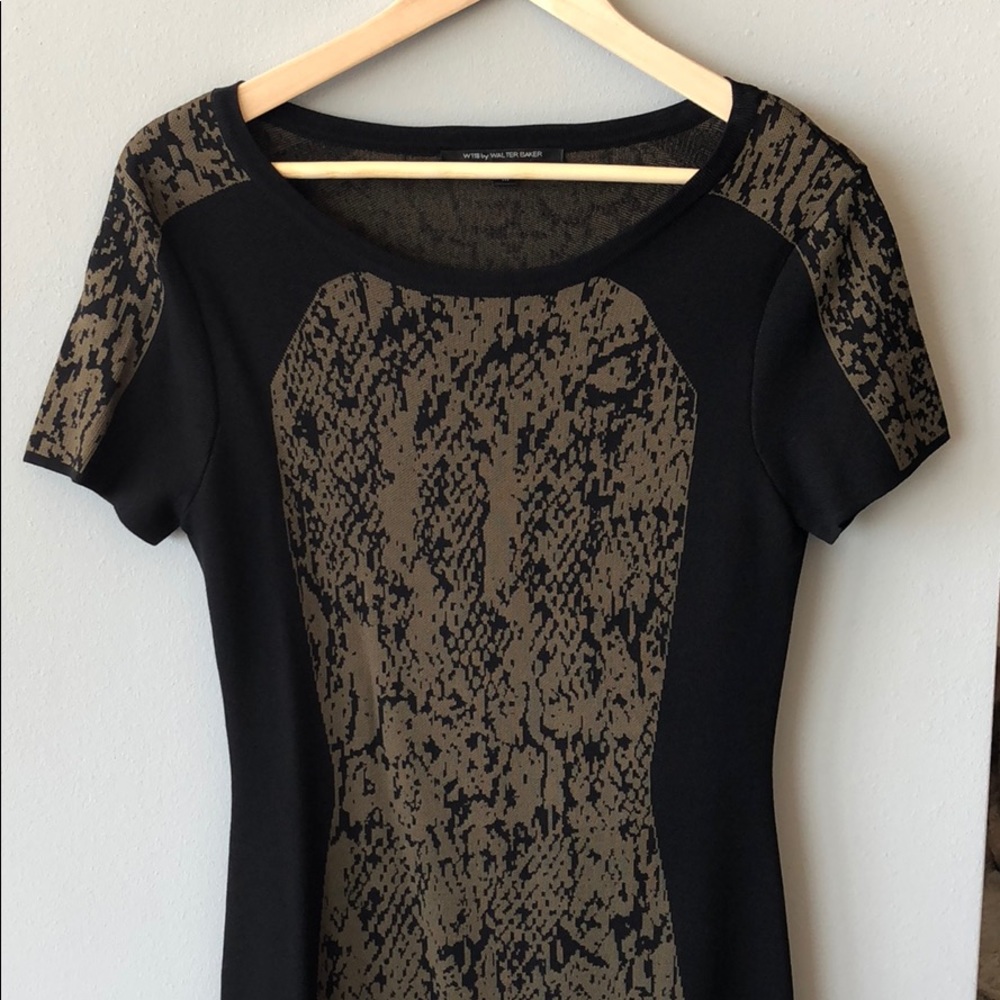 Black and Olive Snakeskin Walter Baker Dress
